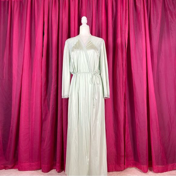 Vintage Collections JC Penneys mint lace embellished maxi slip robe, one size - Picture 1 of 9